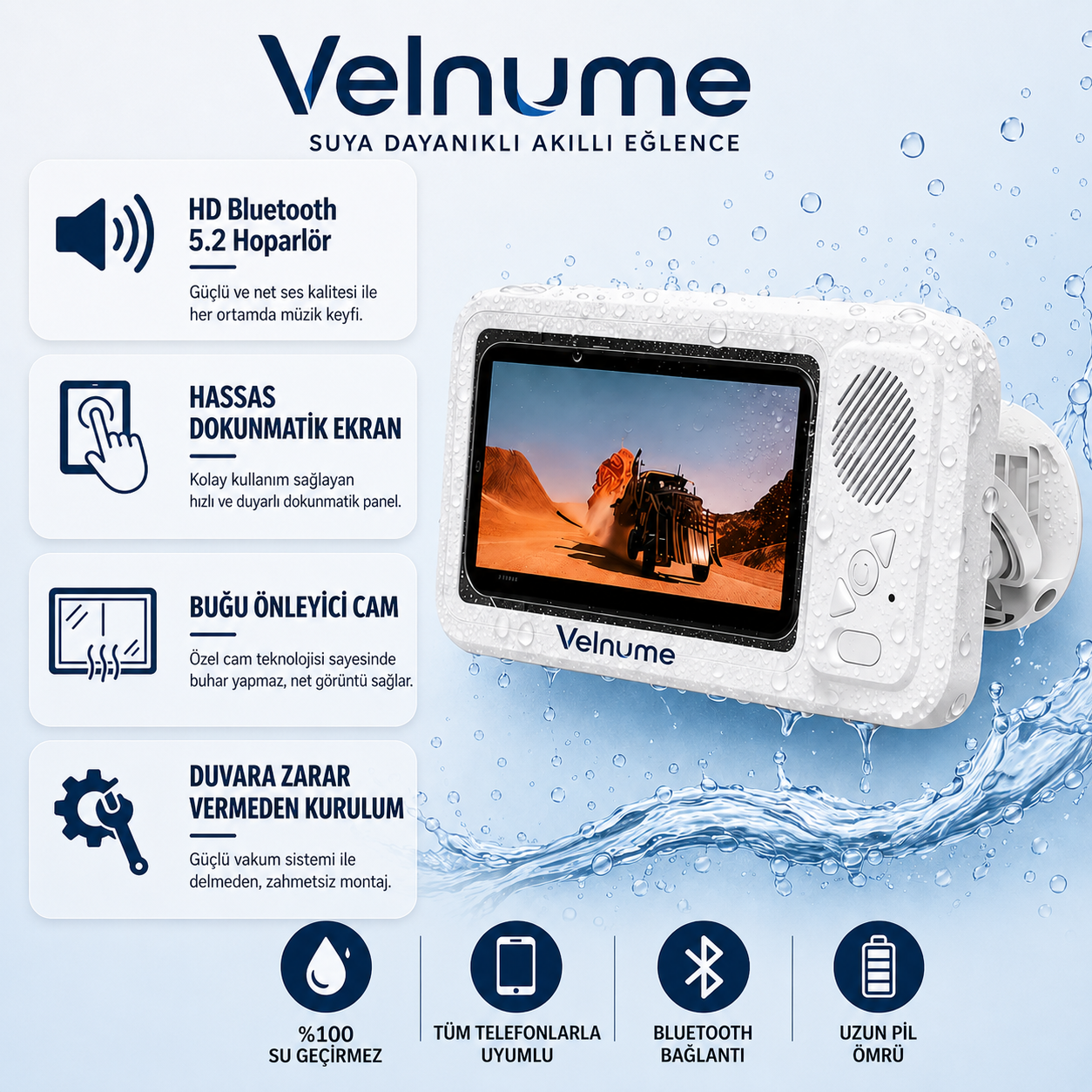 Velnume™ Su Geçirmez Akıllı Telefon Tutucu & Bluetooth Hoparlör